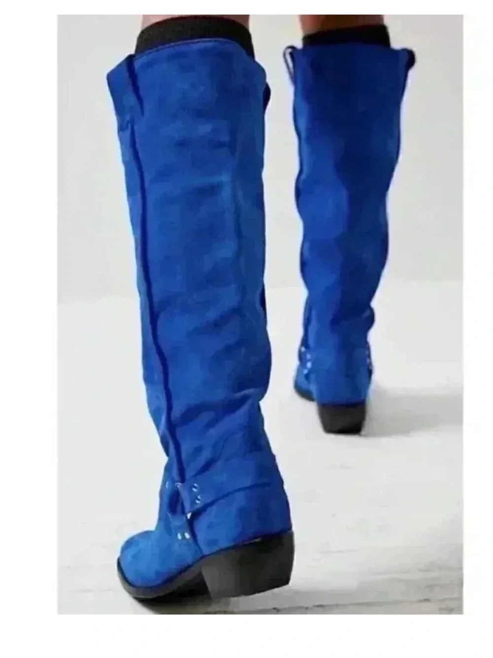 NEW Free People Lockhart Cobalt Suede Boho Fall Slouchy Western Boots Size 8